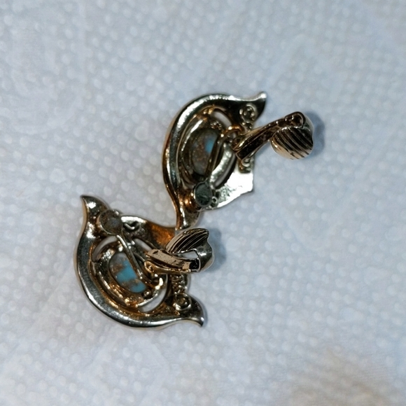 Vintage Sarah Coventry Earrings Faux Turquoise Pea - Picture 10 of 13